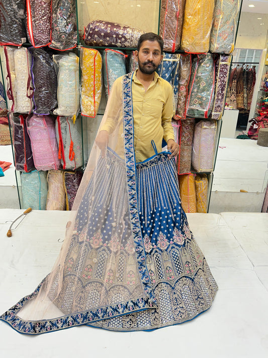 Lehenga azul extraordinaria