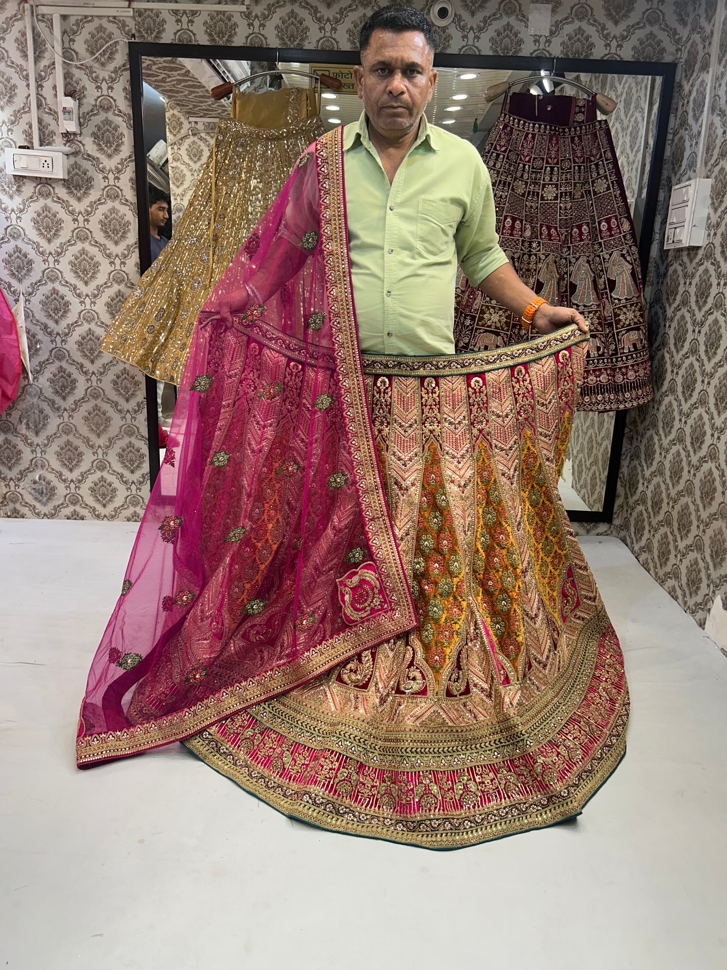 Beautiful Mustard red Bridal Lehenga