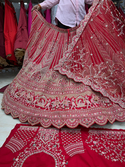 Good looking red bridal lehenga