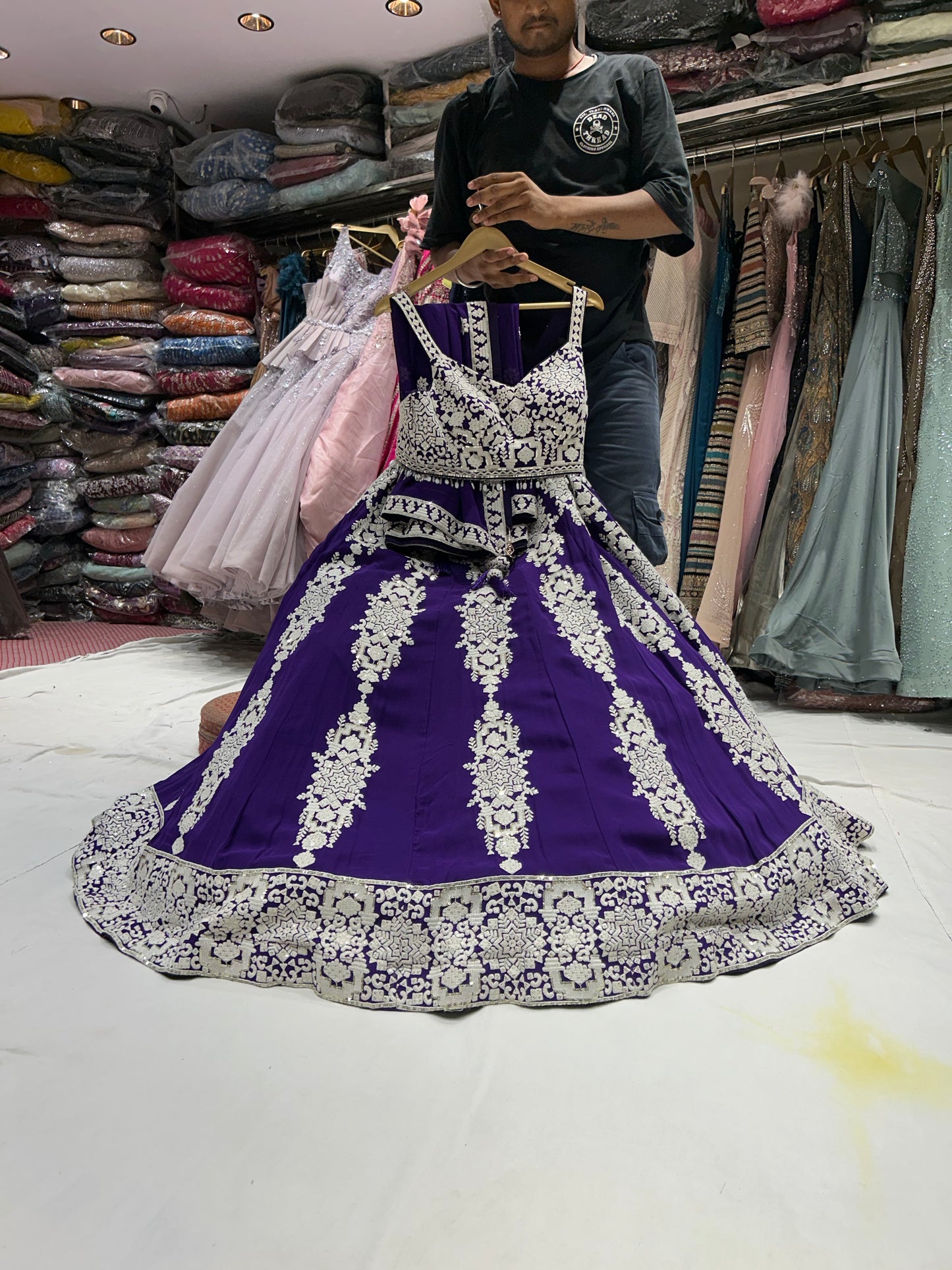 Awesome purple crop top lehenga