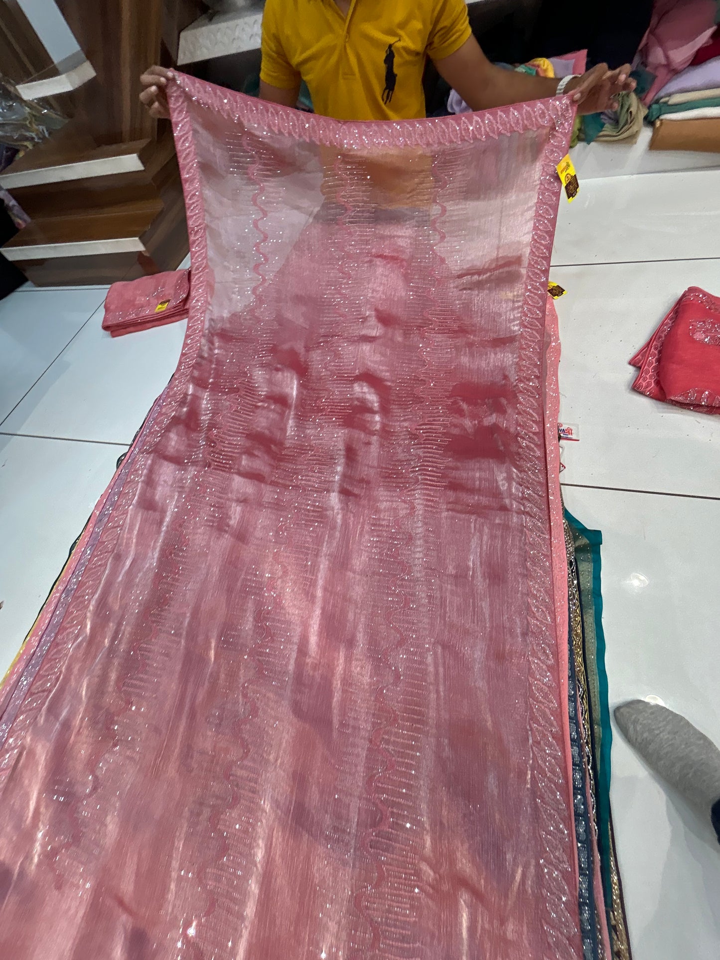 Extraordinary pink Lilac peach saree