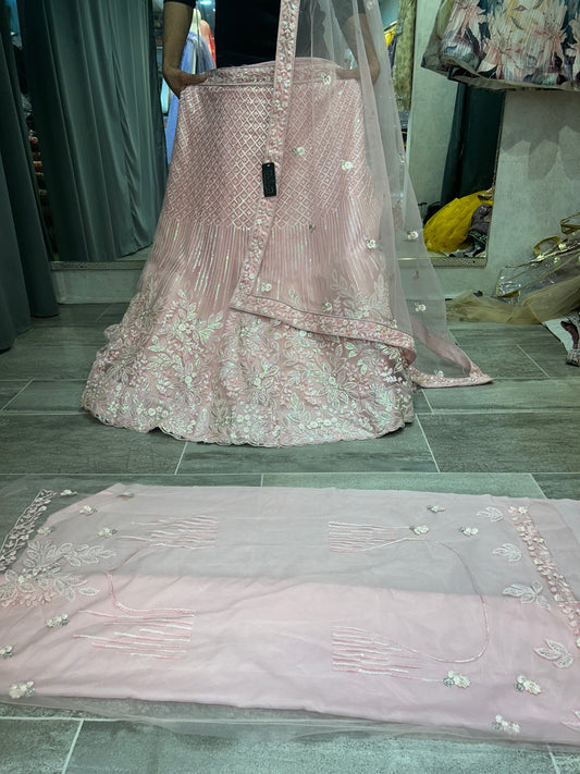 Lehenga rosa majestuosa