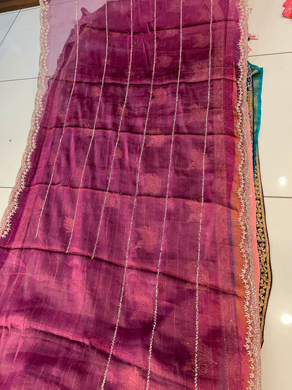 Purple Violet sparkling saree