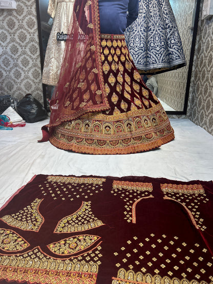 Red Bridal Handwork Lehenga