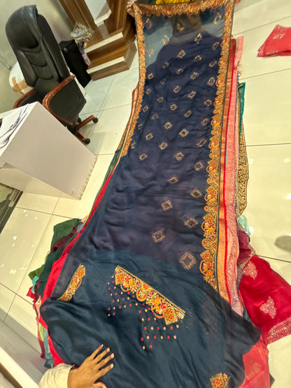 Blue Doli Barat border saree