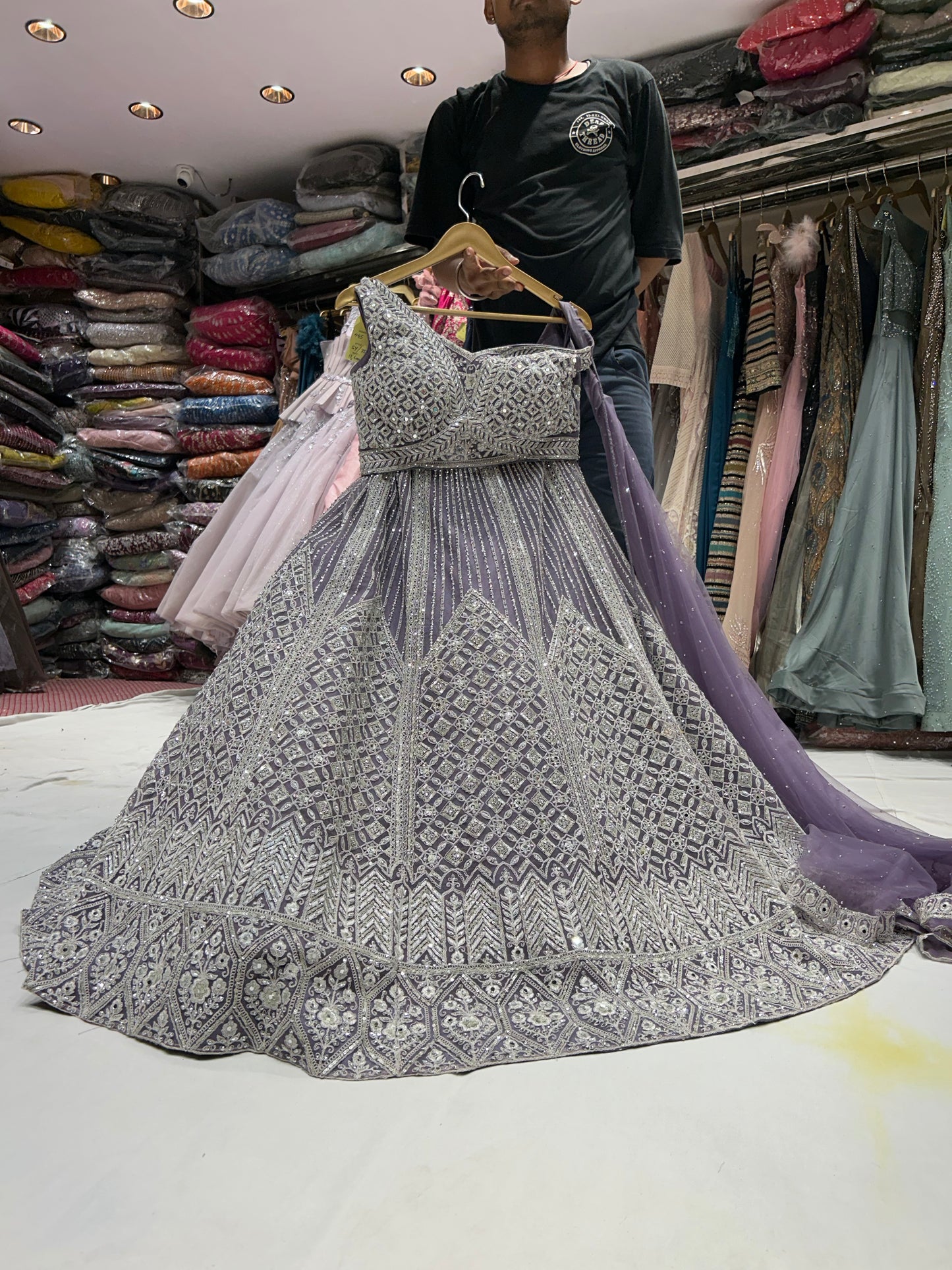 Famous lilac purple crop top lehenga