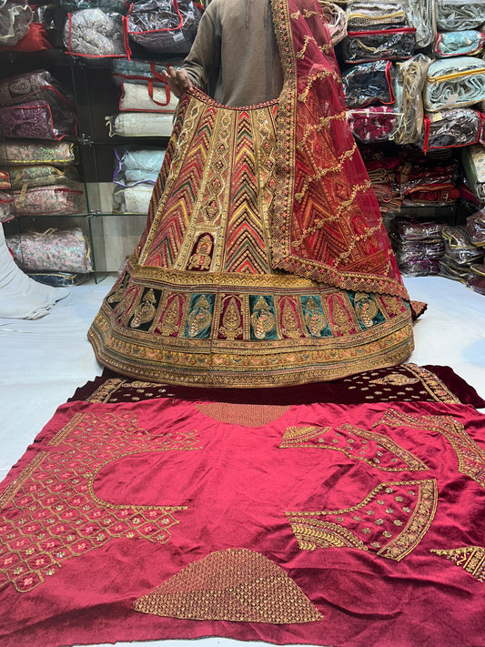 Fantastic corset blouse red maroon Lehenga