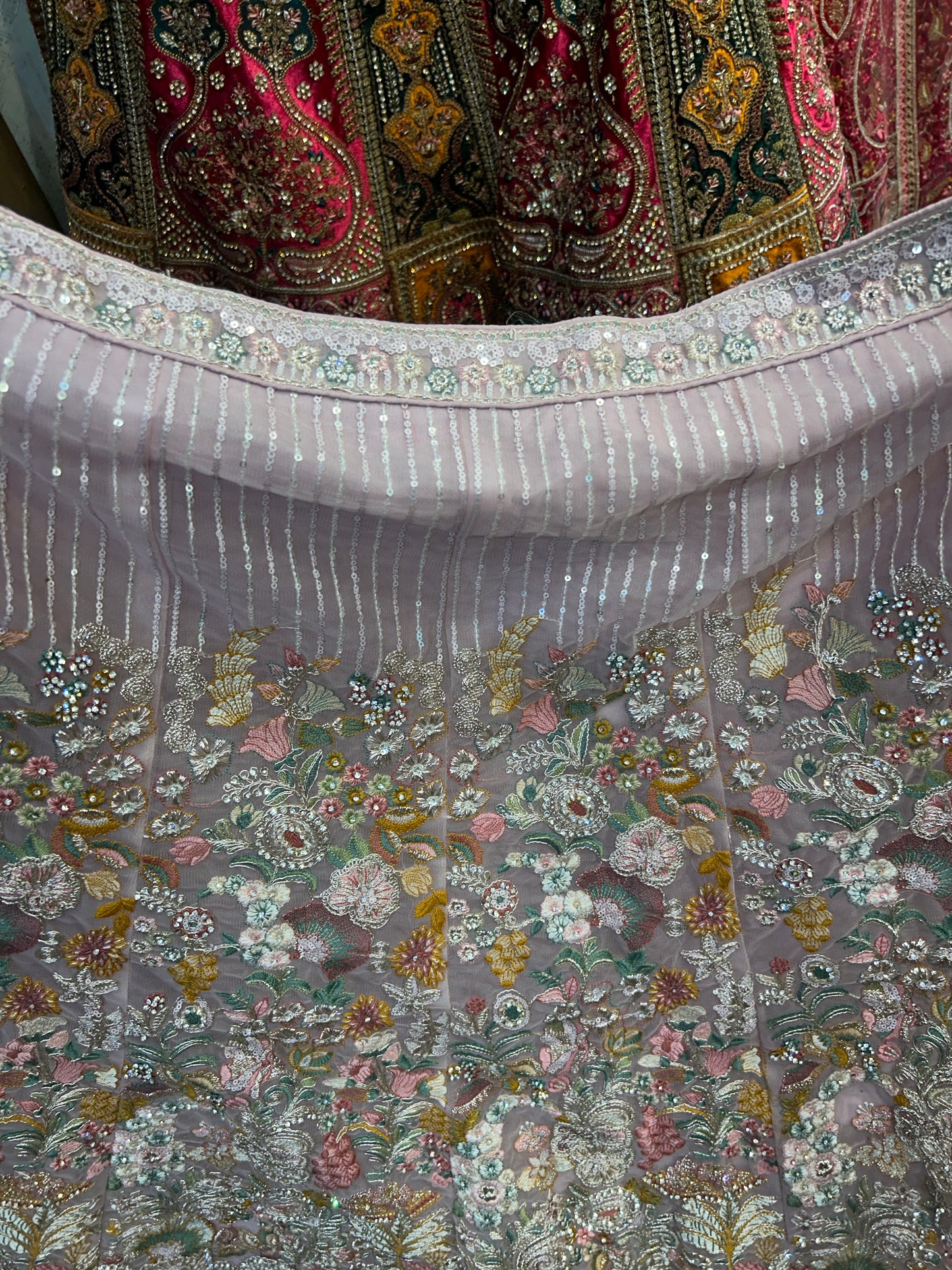 Awesome baby pink Multi Flower Lehenga