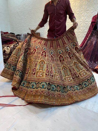 Astonishing red peacock bridal Lehenga