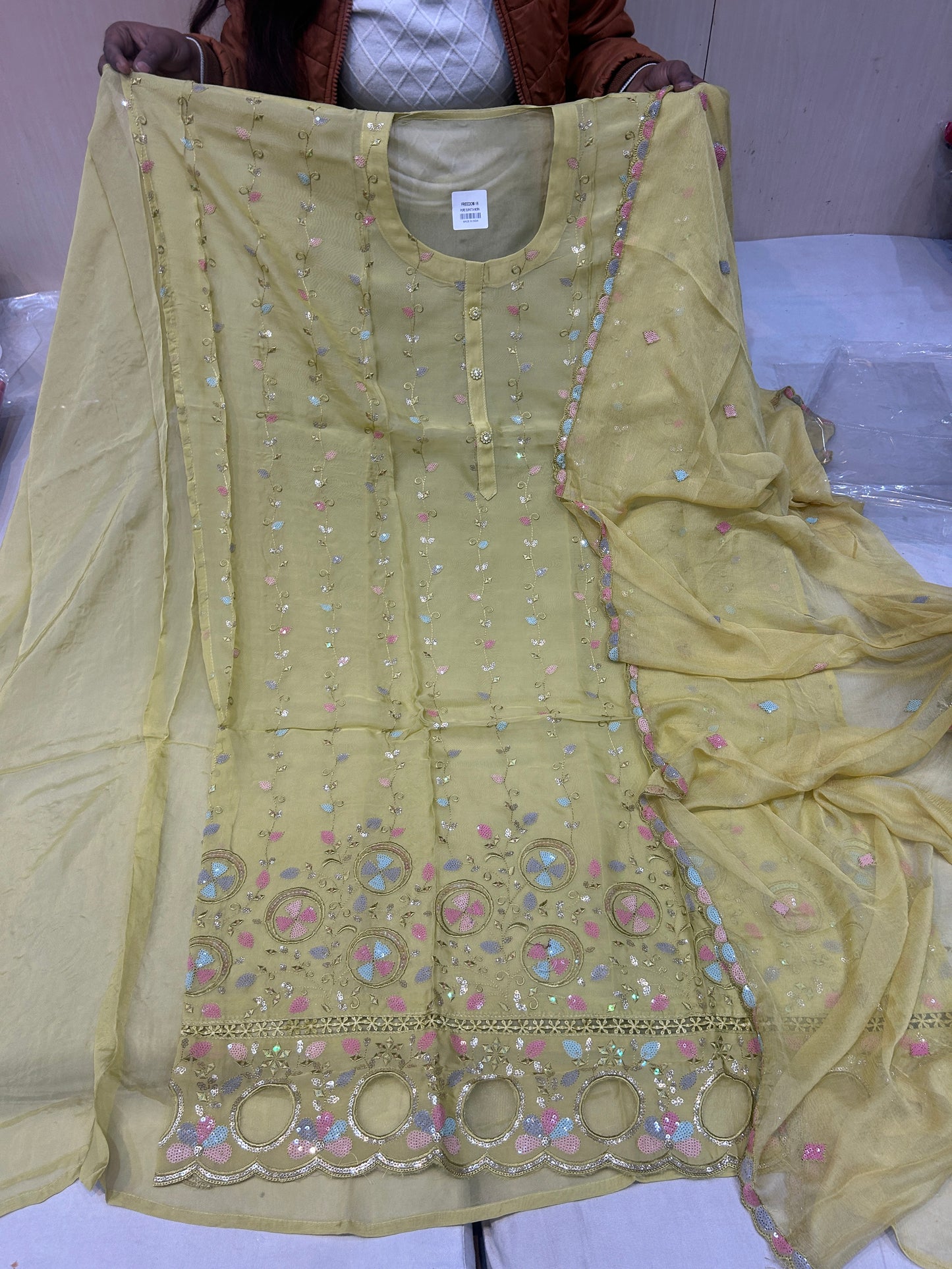 Yellow Fancy women Unstitched Suit