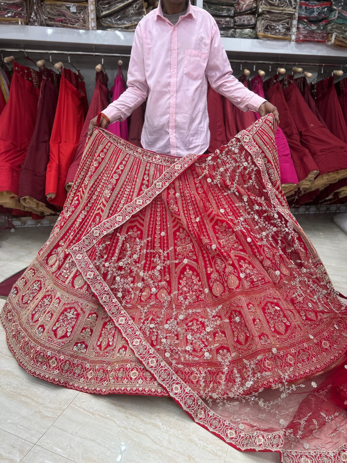 Charming red bridal lehenga