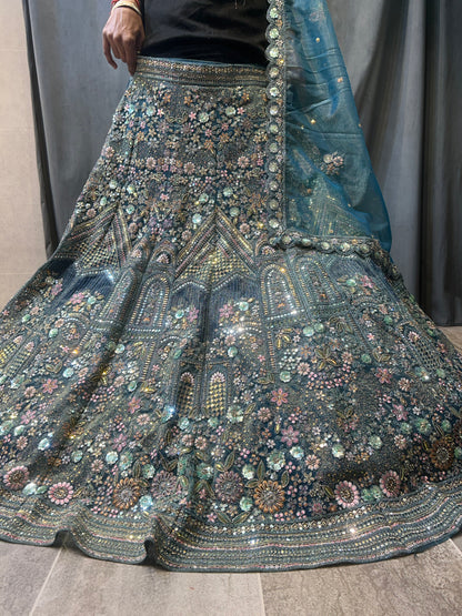 Cute heavy sky blue lehenga