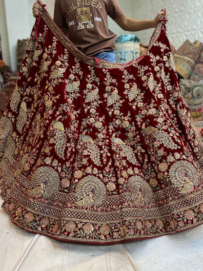 Amazing maroon peacock bridal lehenga