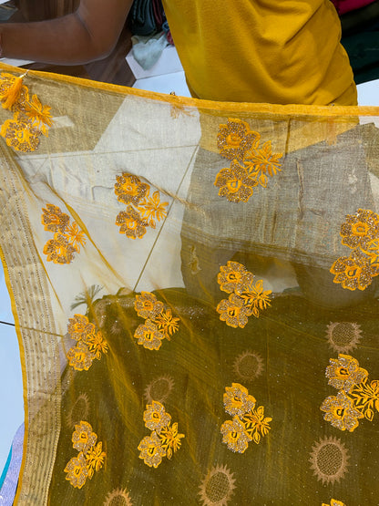 Yellow Haldi mehendi saree