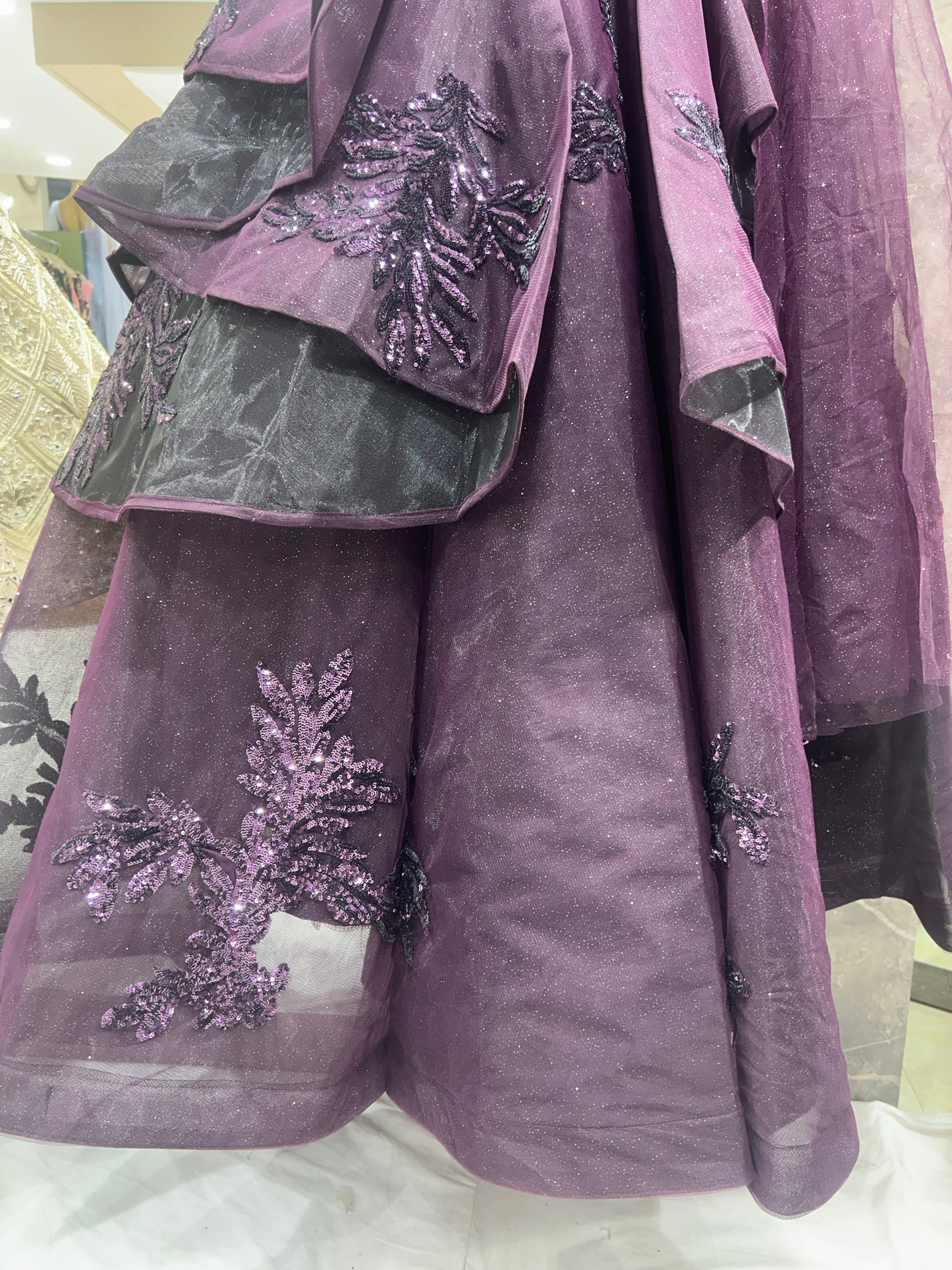 Eye catching purple long dress gown