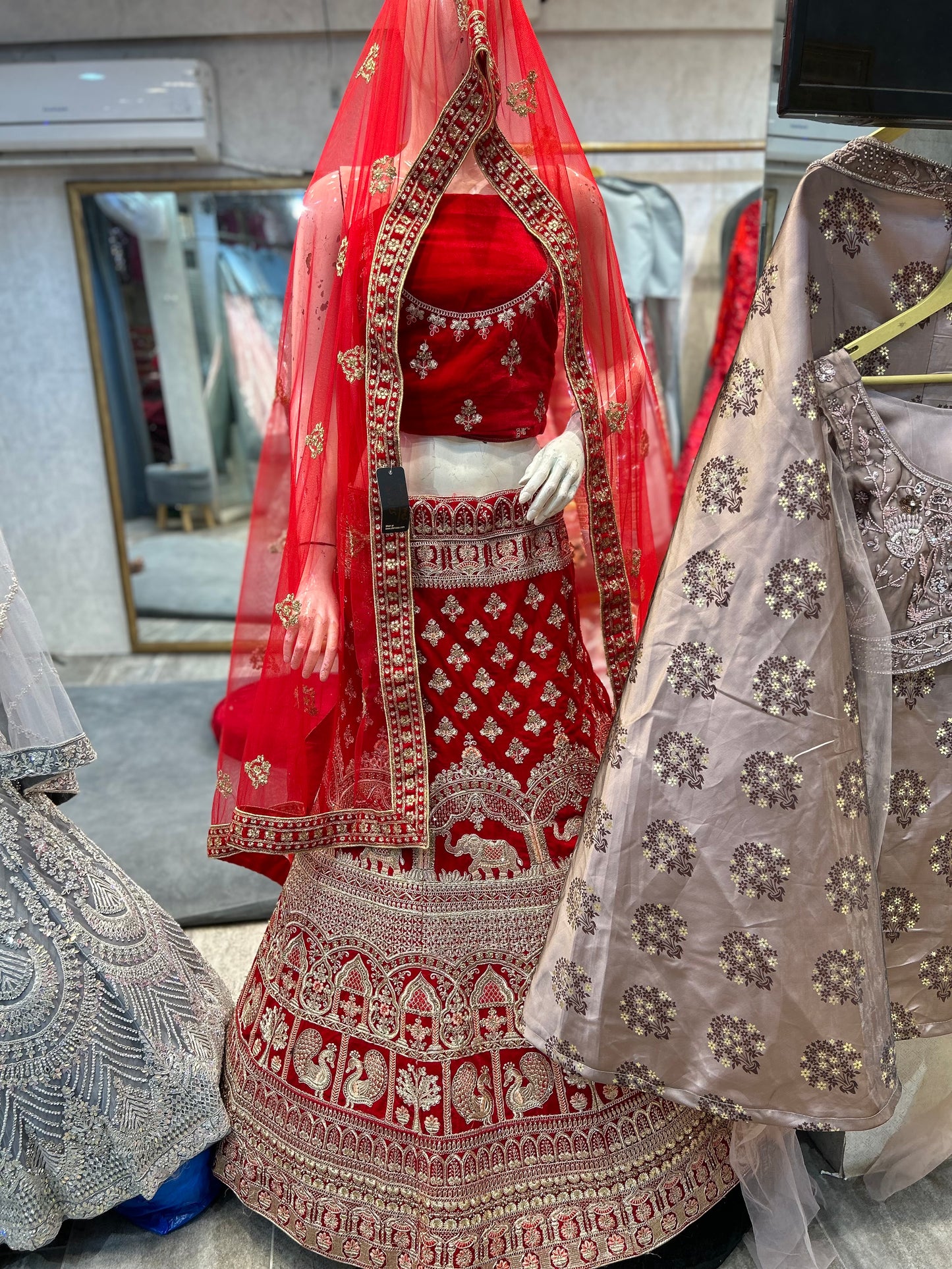 Elegant grey pink Lehenga crop top