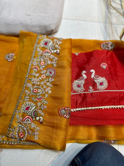 Yellow haldi mehendi saree