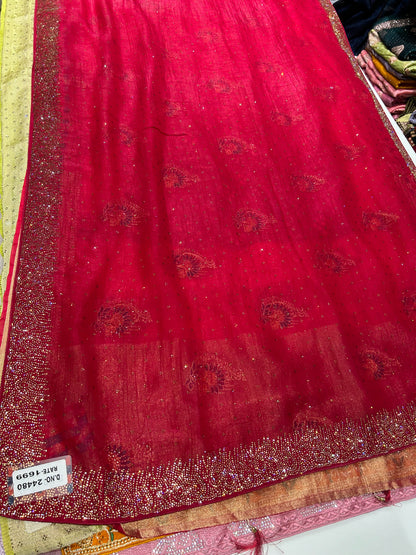 Gorgeous dazzling red saree