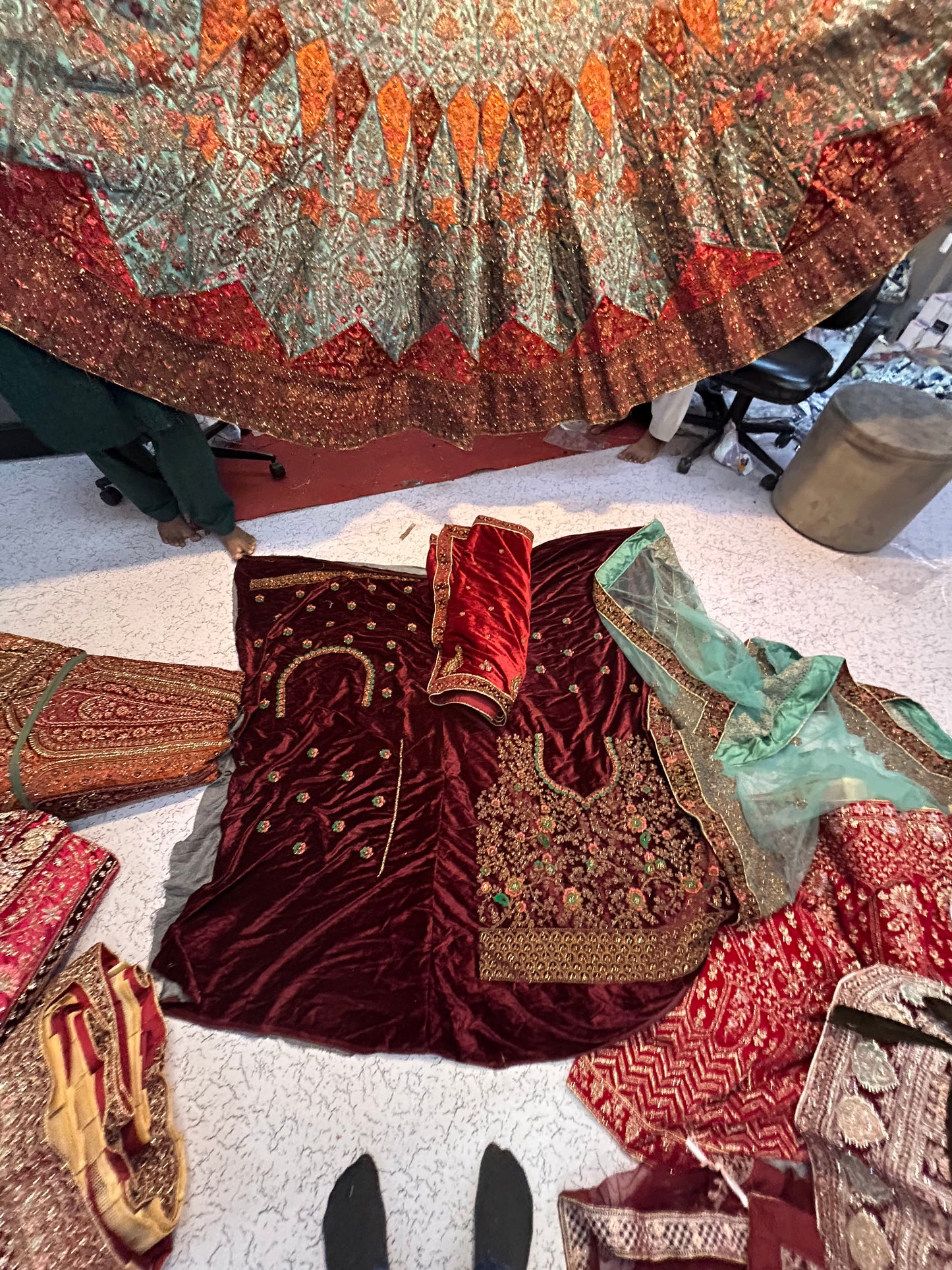 Multicolour bridal lehenga