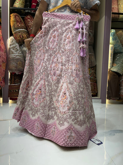 Baby pink contrast lehenga