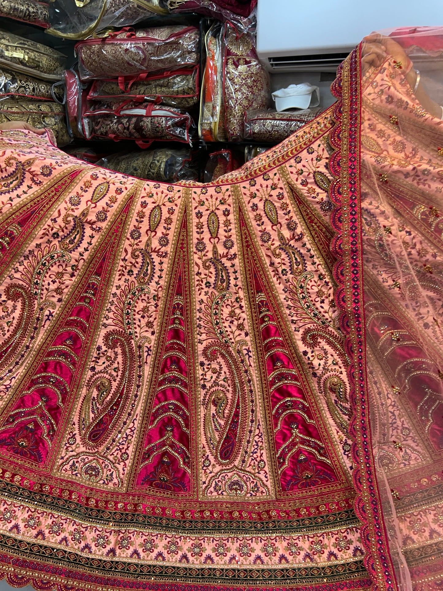 Trendy peacock cutwork bridal lehenga