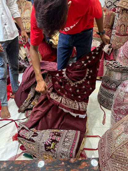 Cheery maroon doli Barat lehenga