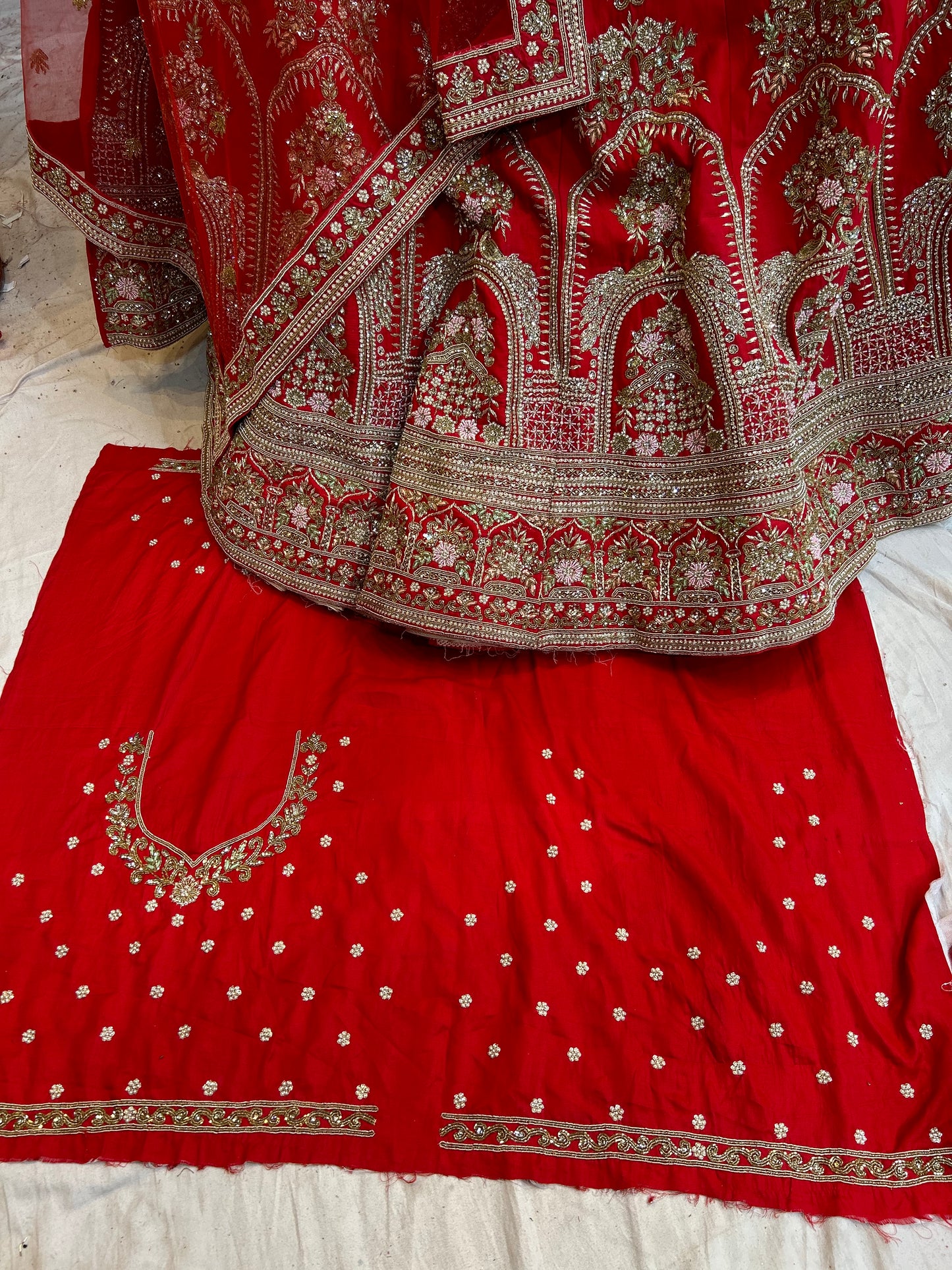 Pure Handwork Red lehenga