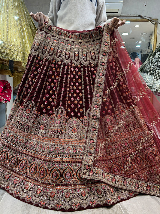 Amazing maroon bridal lehenga