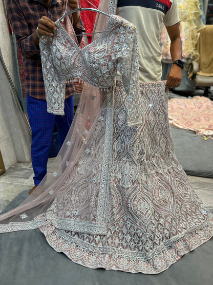 Majestic peach pink Crop top Lehenga