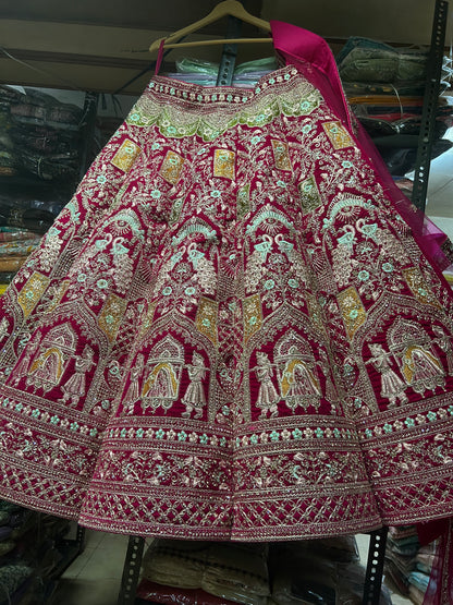 Lavishing red doli Barat bridal lehenga