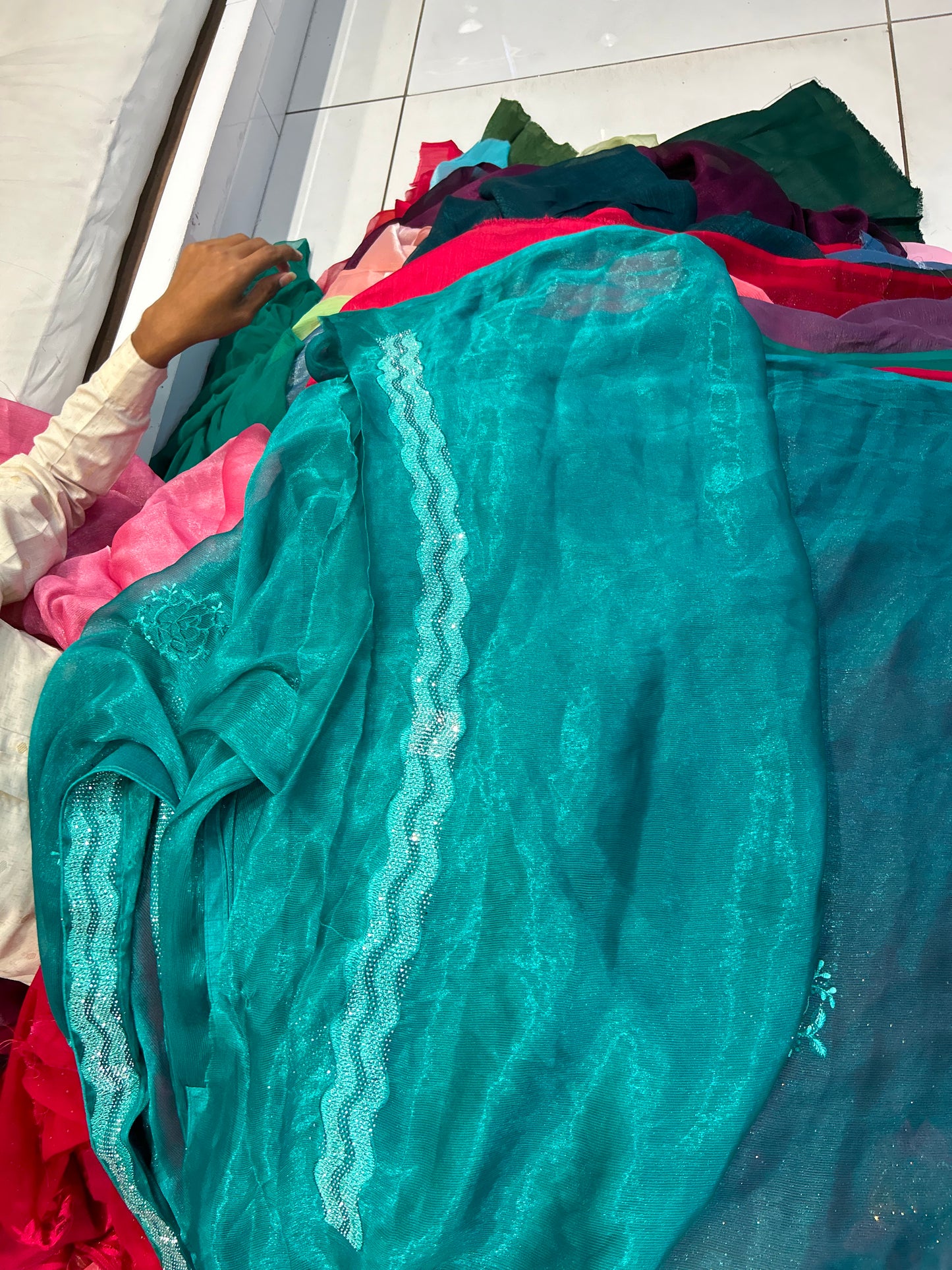 Wonderful Aqua Green saree