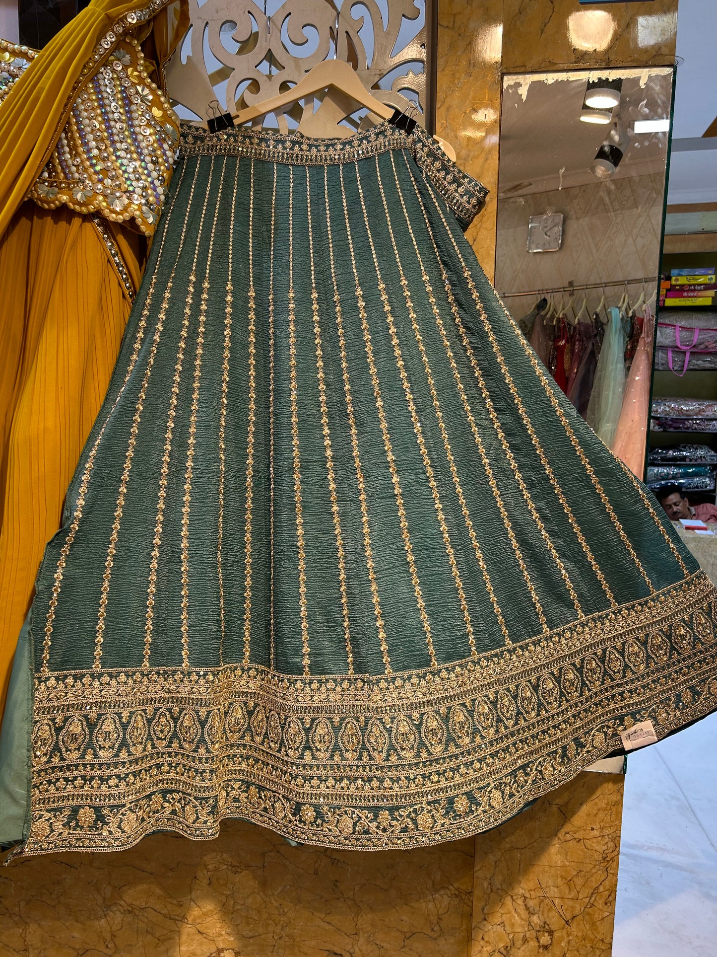 Mehendi green Astonishing Lehenga crop top