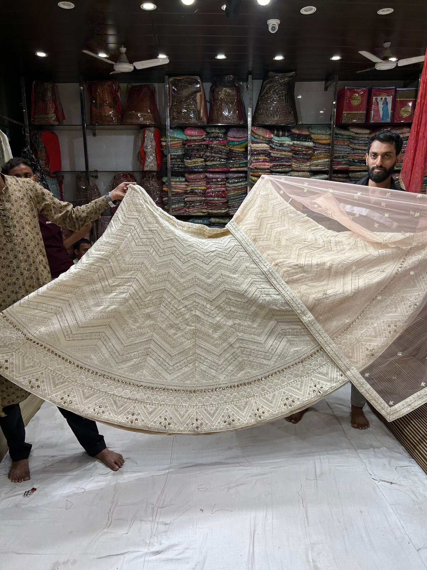 Awesome white Zig Zag Pattern Lehenga