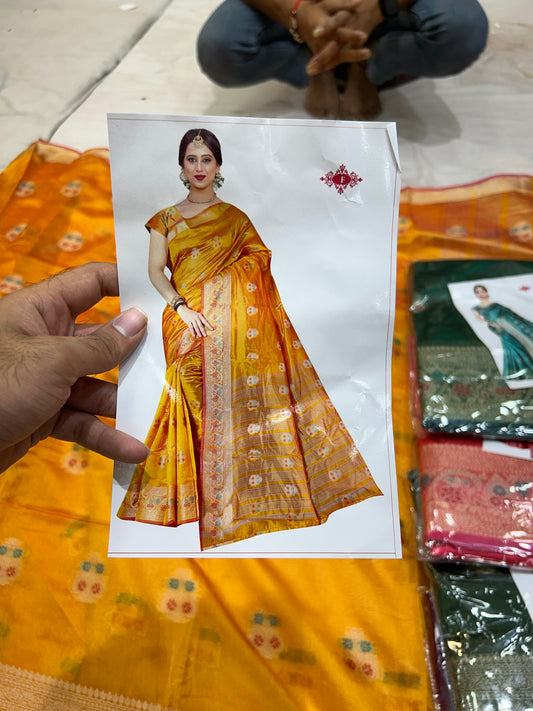 Lovely yellow haldi mehendi saree