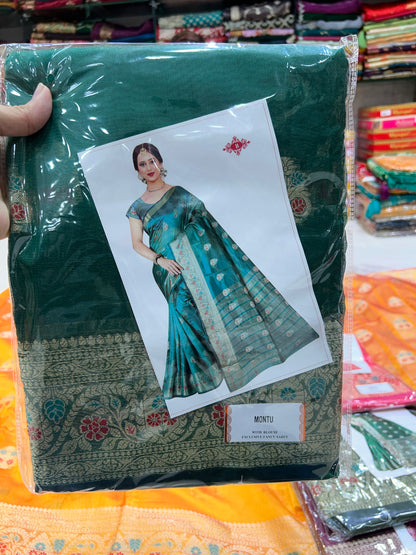 Lovely dark green saree