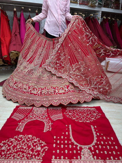 Good looking red bridal lehenga