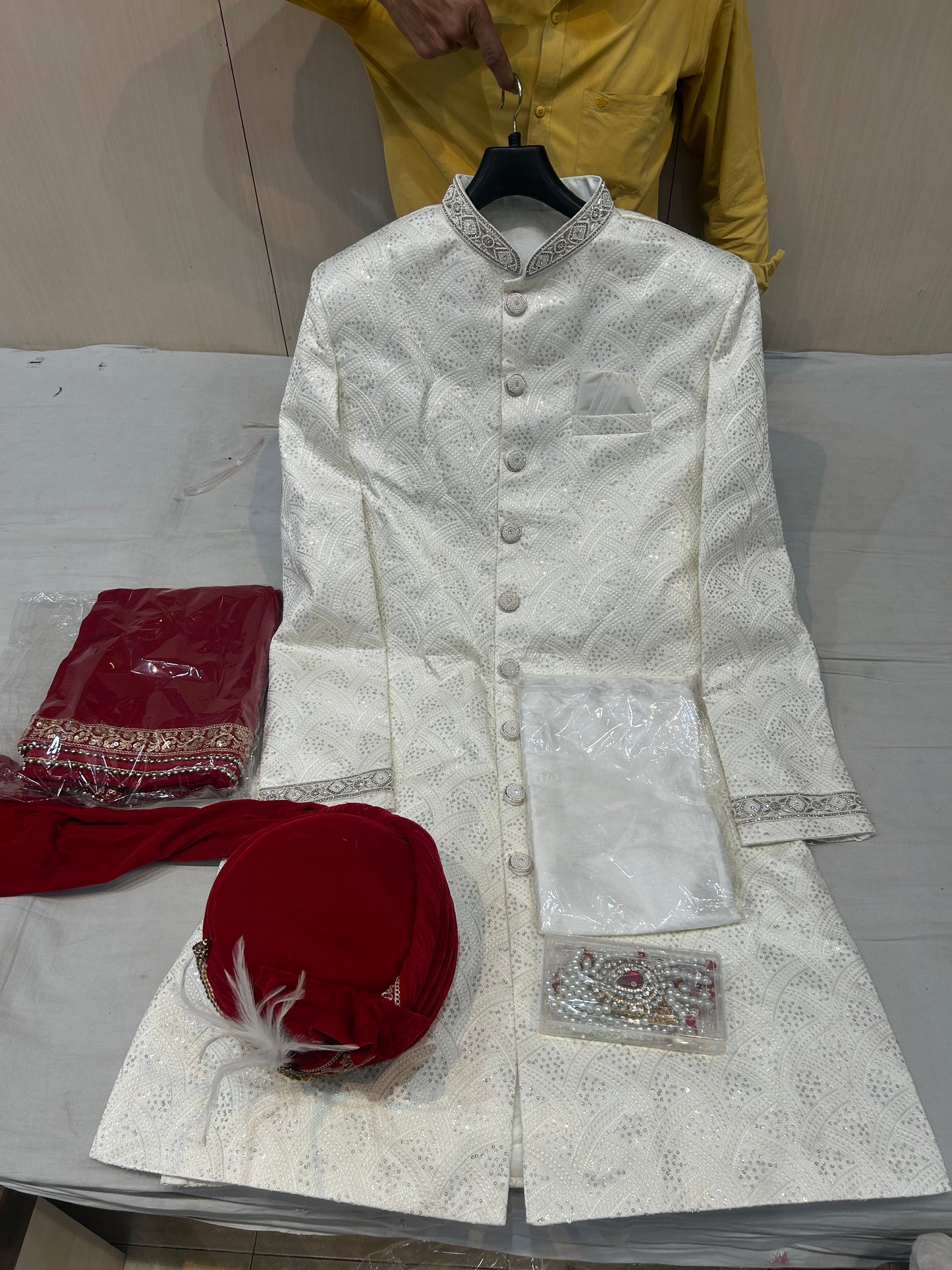 Attractive white sherwani