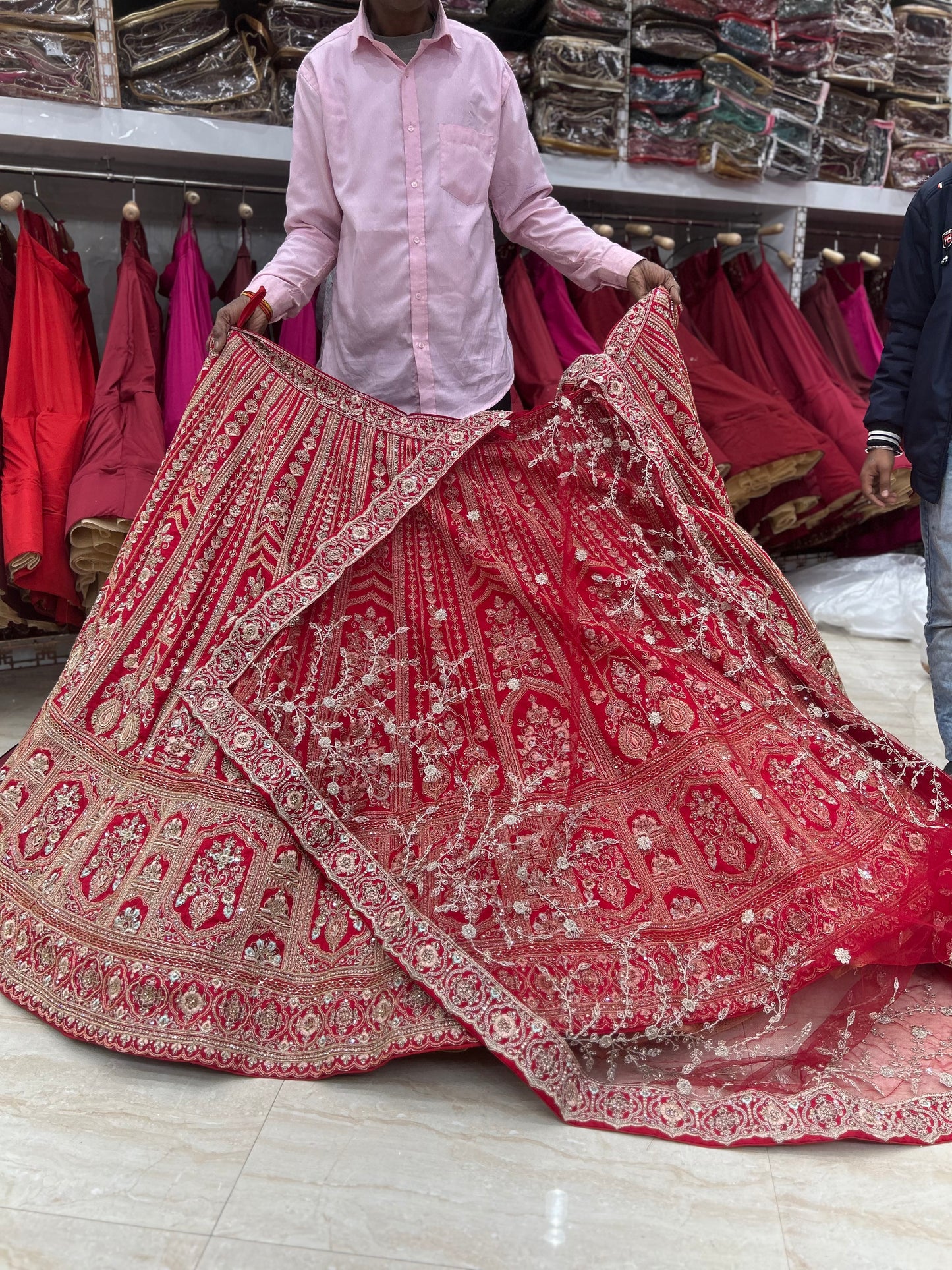 Charming red bridal lehenga