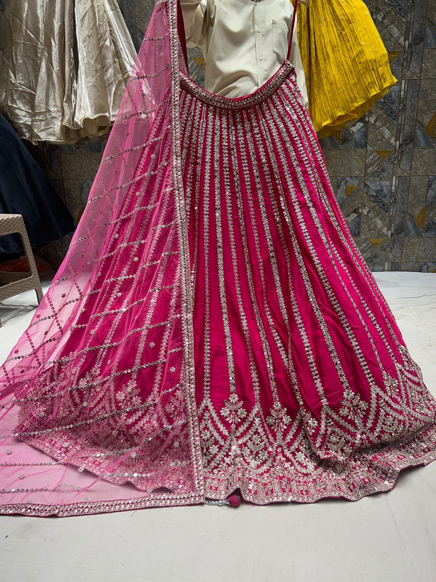 Awesome pink crop top Lehenga