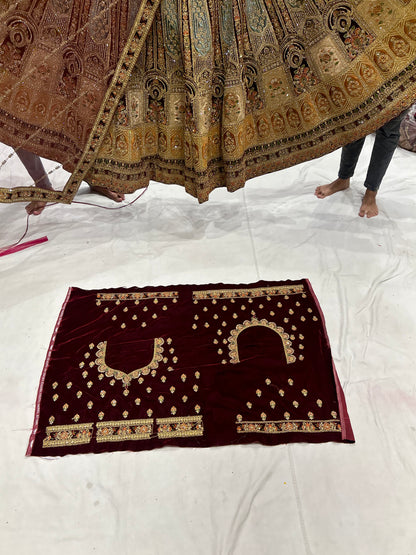 Astonishing green mustard maroon lehenga