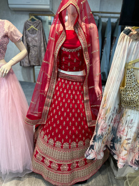 Something different red bridal lehenga