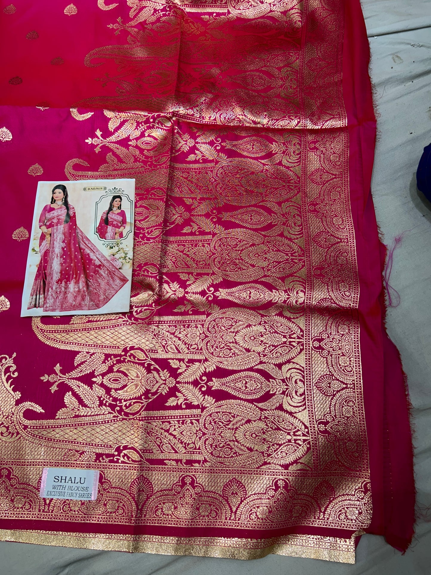 Awesome dark pink saree peacock feather