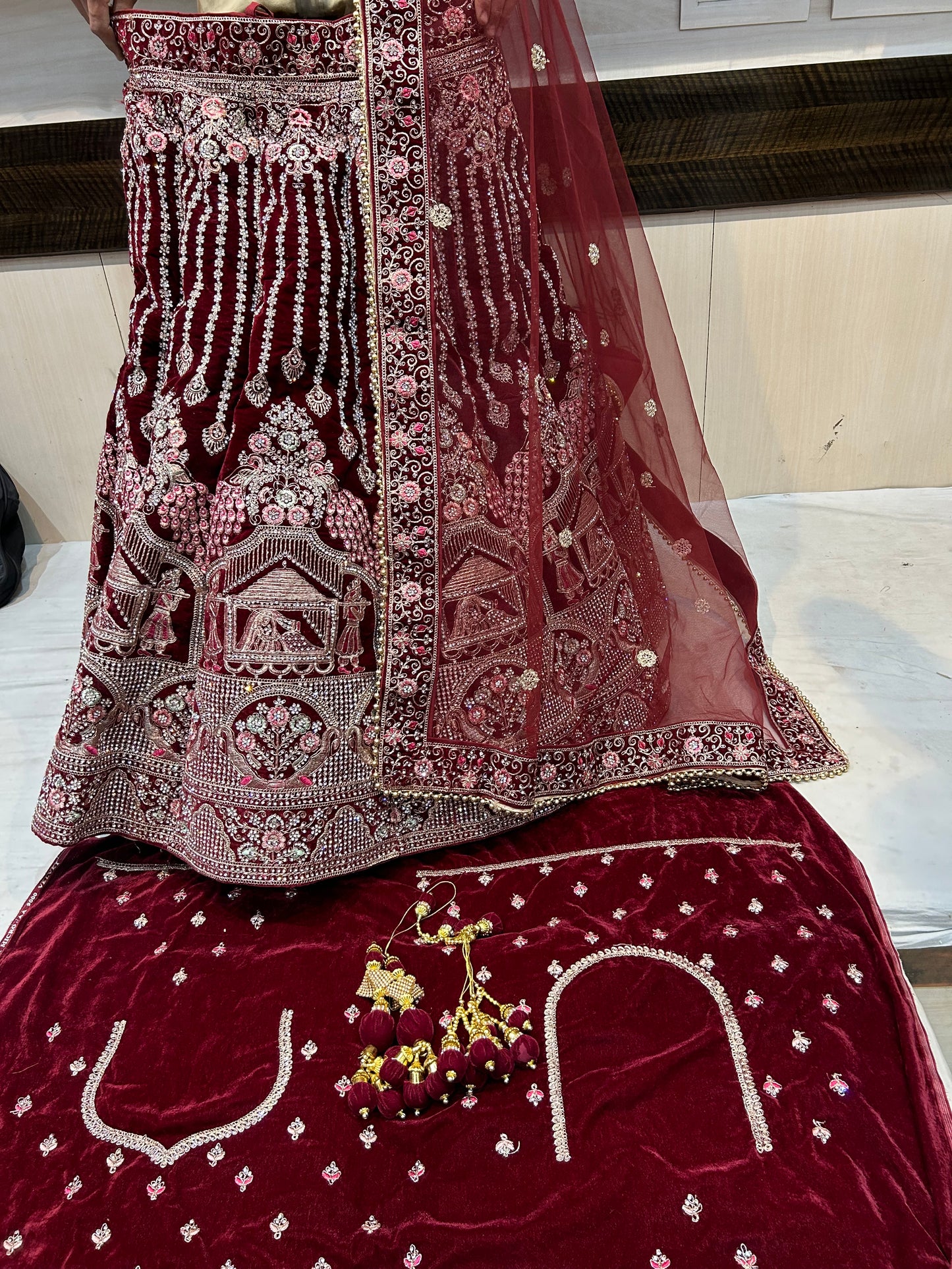 Rajwada  maroon  lehenga Chandni Chowk Delhi