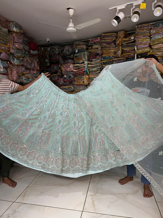 Designer  sky-blue Lehenga 😍