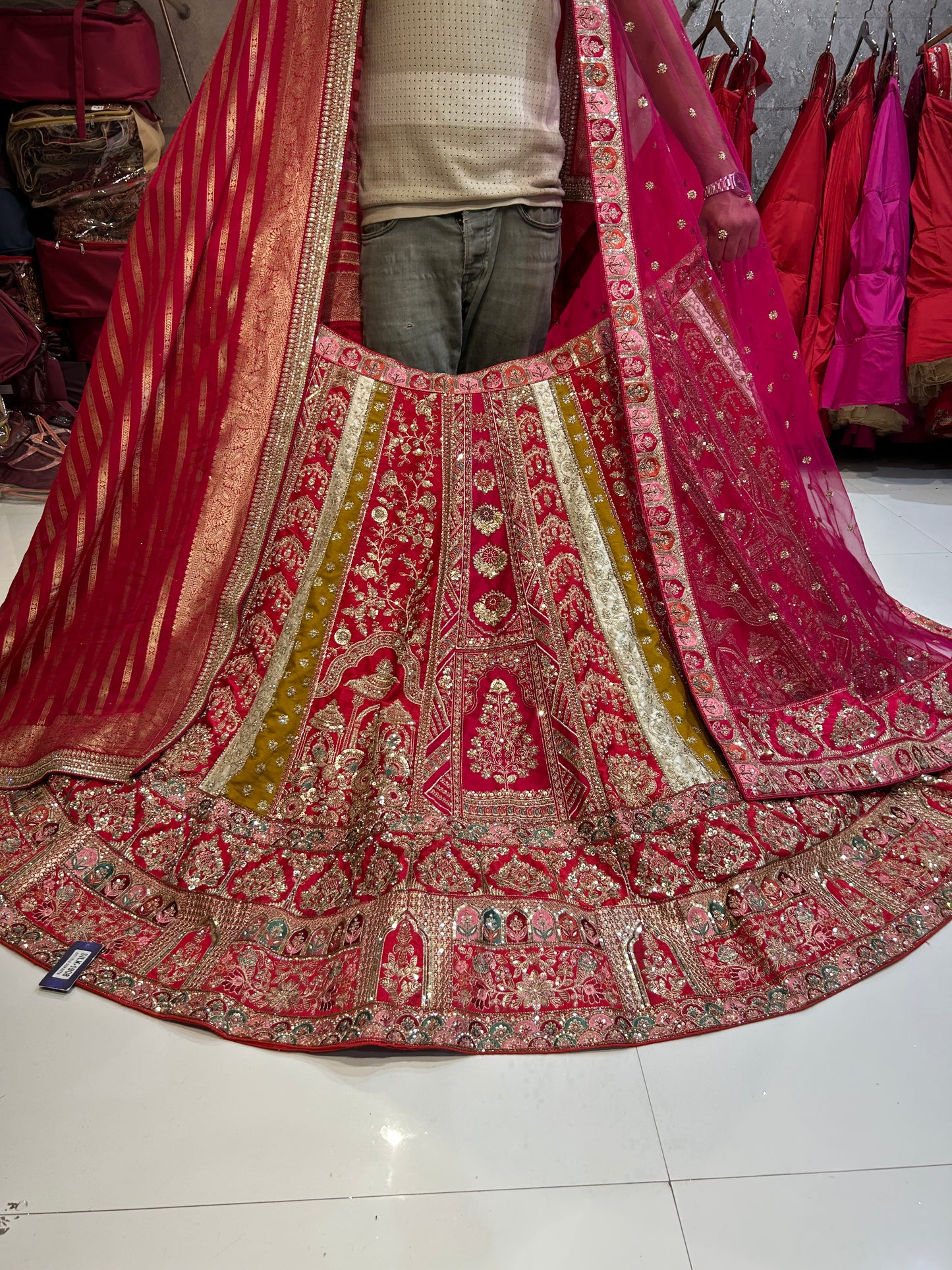 Tremendous red bridal lehenga