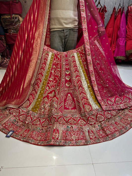 Tremendous red bridal lehenga