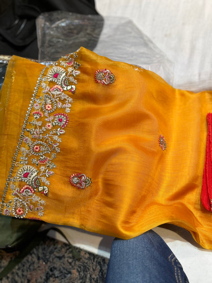 Yellow haldi mehendi saree