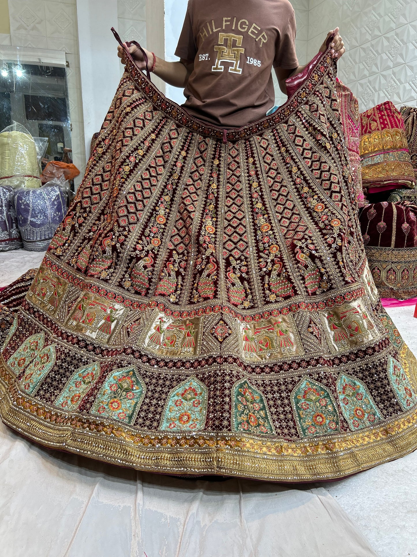 Fantastic maroon doli barat bridal lehenga