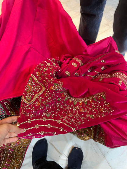 Dark pink bridal Lehenga