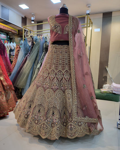 Majestic peacock Lilac Pink pdp lehenga